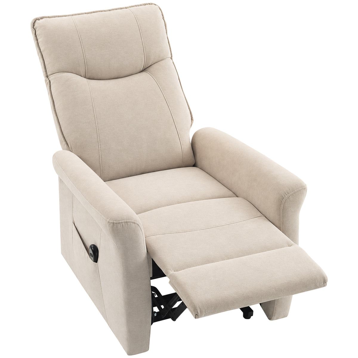 Cadeirão Relax Reclinável Elétrico Elevatório 155° em Chenille com Comando, Assento com Molas, Apoio para Pés, Creme — foto 1